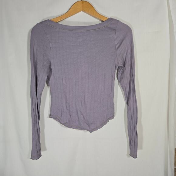 Intimately Free People Henley Top Shirt Casual Basic Base Layer Medium Lavender - Picture 6 of 6